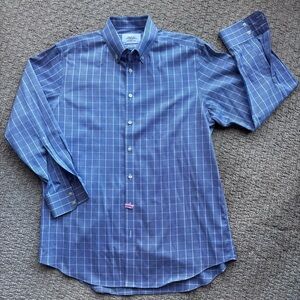 Charles Tyrwhitt Blue Plaid Button-Down Shirt 16 3/4 x 34